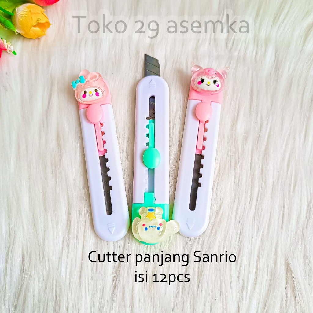 

12PCS-CUTTER MINI PANJANG SANRIO (9 CM) MN-1685 KNIFE SILET ALAT PEMOTONG KERTAS MURAH TERMURAH COD
