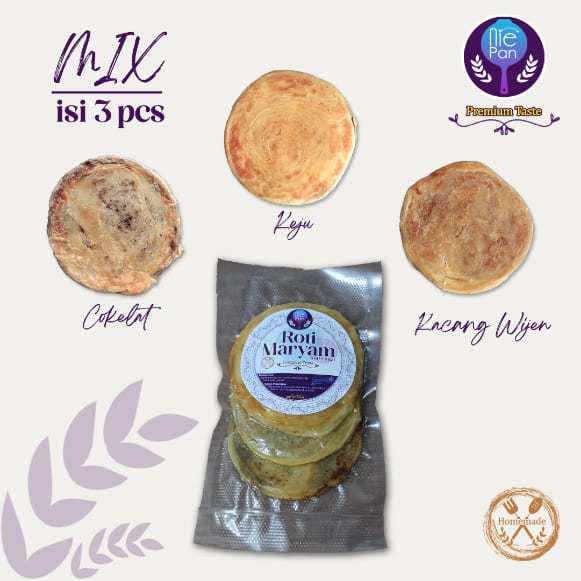 

Roti Maryam, Roti Canai - MIX - isi 3pcs - Nie Pan