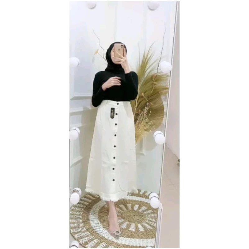 rok wanita levis kekinian rok panjang rawis rok jeans skrit panjang rok rawis gisca kancing kekinian