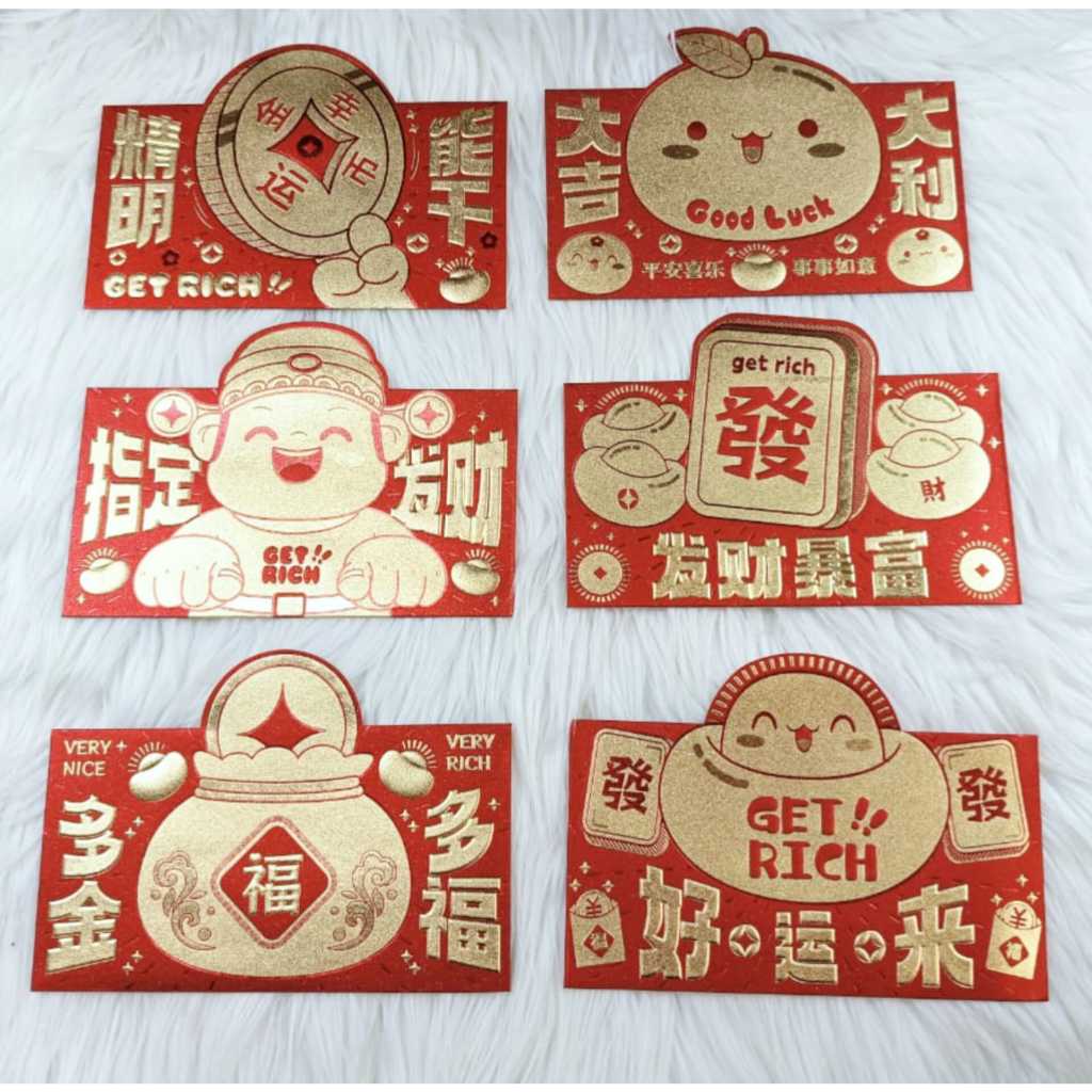 

Angpao Imlek Netral 4224 Bahan Glitter Tebal Isi 6 Mix Motif
