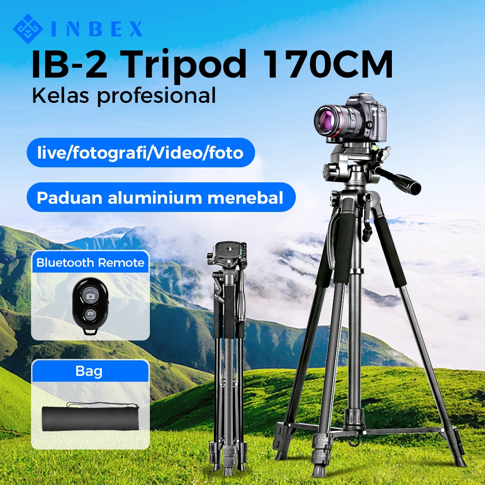 INBEX IB-2R 170CM Tripod Kamera Hp Bluetooth Remote Tripot HP Aluminum Tripod with Holder+Carry Bag