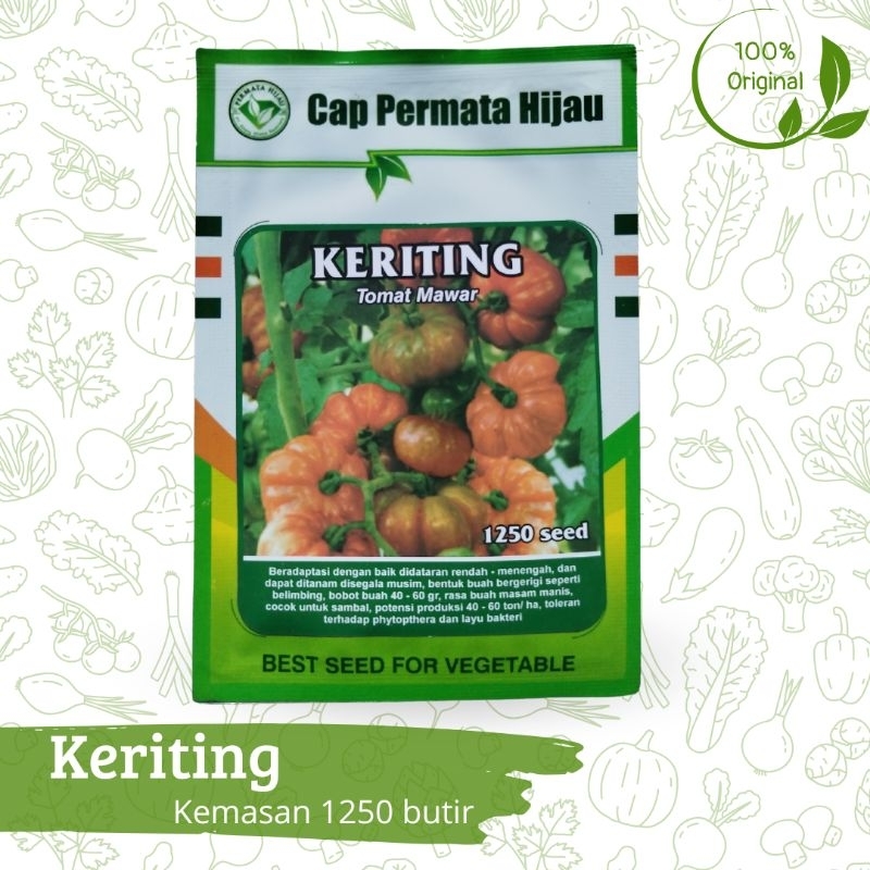 Benih Bibit Tomat Mawar Keriting 1250 butir Cap Permata Hijau