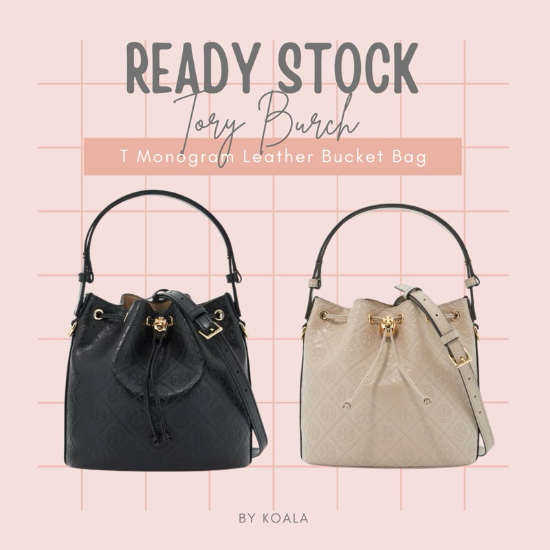 [READY STOCK] Tas T B Monogram Leather Bucket Bag