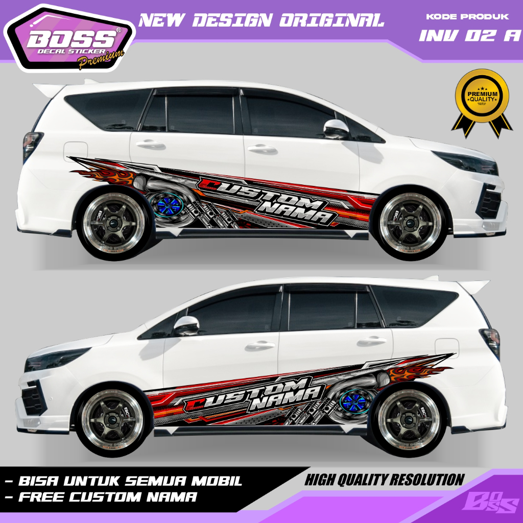 INV02-STIKER DECAL MOBIL INNOVA SIGRA CALYA YARIS JAZZ BRIO-STIKER LIVERY REBORN TURBO CUSTOM