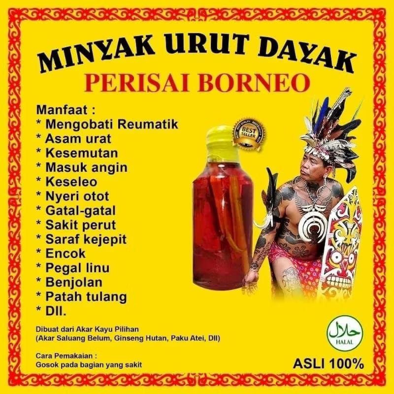 Minyak Dayak Asli Kalimantan 250ml Minyak Urut Dayak Obat Gosok Urut Patah Tulang, Keseleo, Rematik