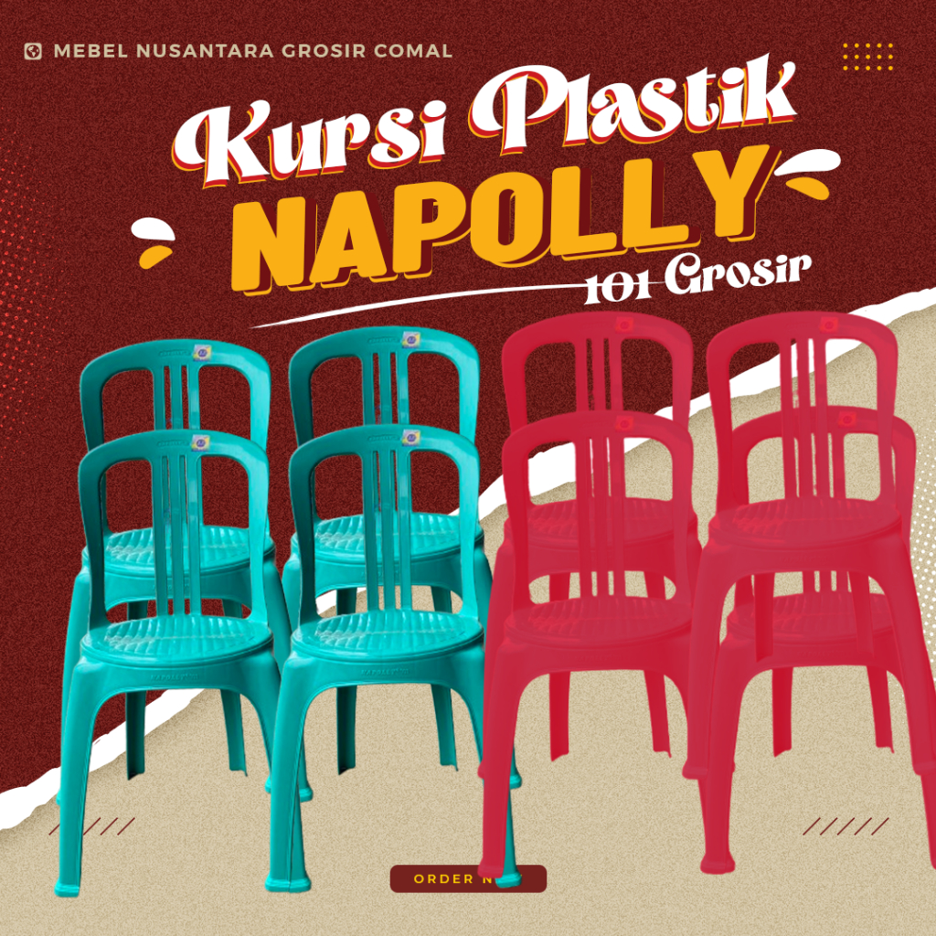 KURSI PLASTIK NAPOLLY 101 Bijian Harga Grosiran ORI/KURSI SANDARAN/KURSI KONDANGAN|KURSI HAJATAN