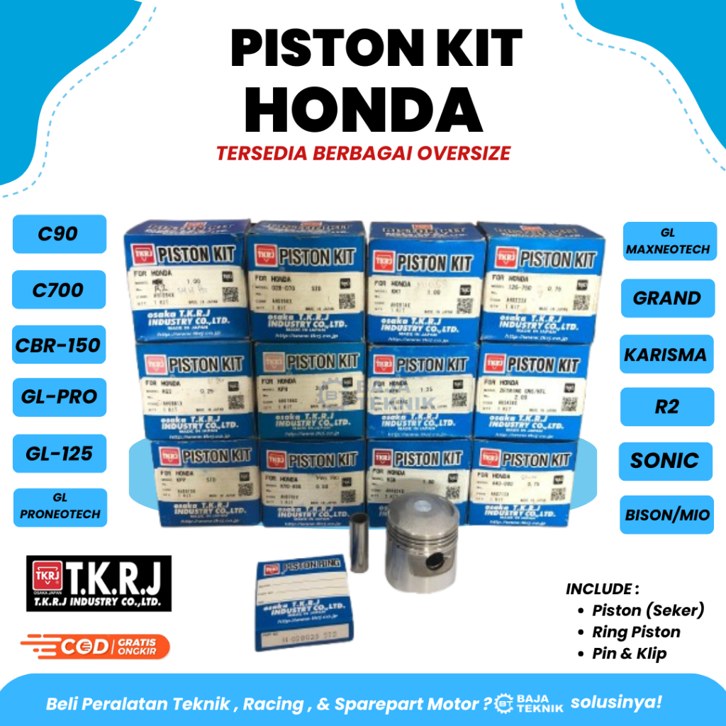 TKRJ PISTON KIT HONDA BISON/MIO C90 C700 CBR-150 GL-PRO GL-125 GL-PRONEOTECH GL-MAXNEOTECH GRAND KAR