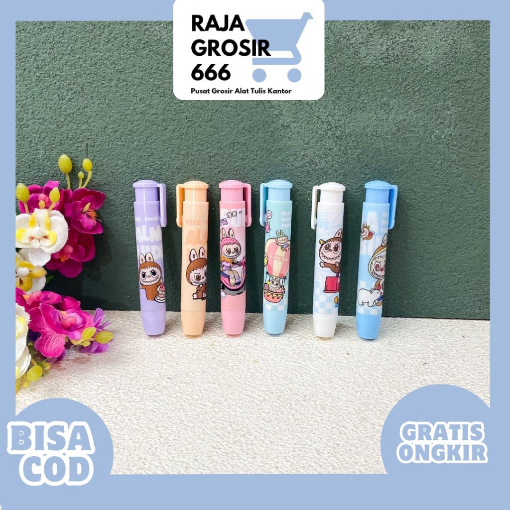 

Penghapus Cetek Depressible Labubu ER-1756 / Penghapus mekanik labubu warna pastel ungu pink mint kuning / Alat tulis sekolah stationery labubu have a seat