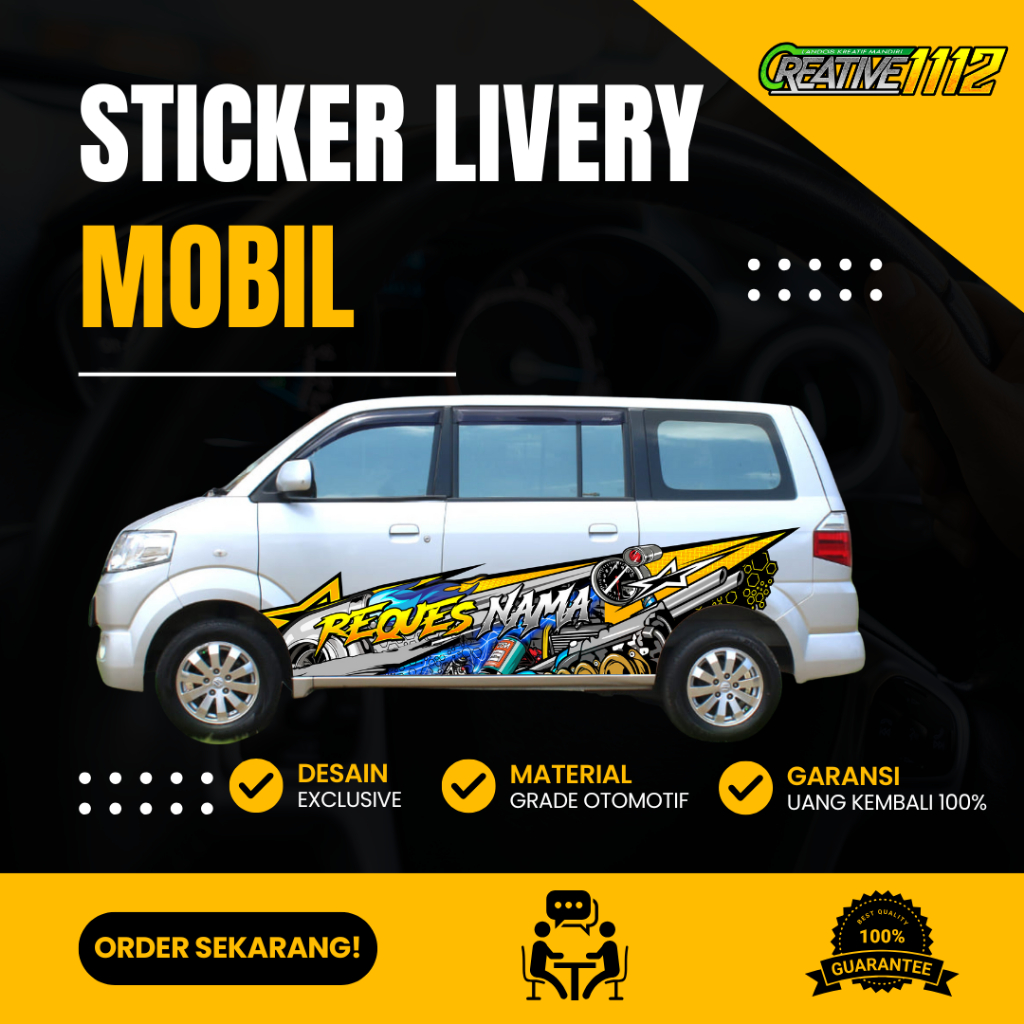 Sticker Livery Suzuki APV Vinyl Hologram Laminasi Desain Custom Tahan Lama Stiker Mobil APV