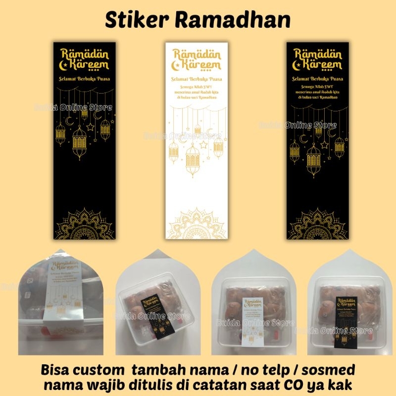 

Stiker Ramadhan Label Segel Ramadan kareem Selamat Berbuka Puasa Kemasan Kotak Dus Box Plastik Mika tas Goodie bag Bingkisan Takjil berbagi
