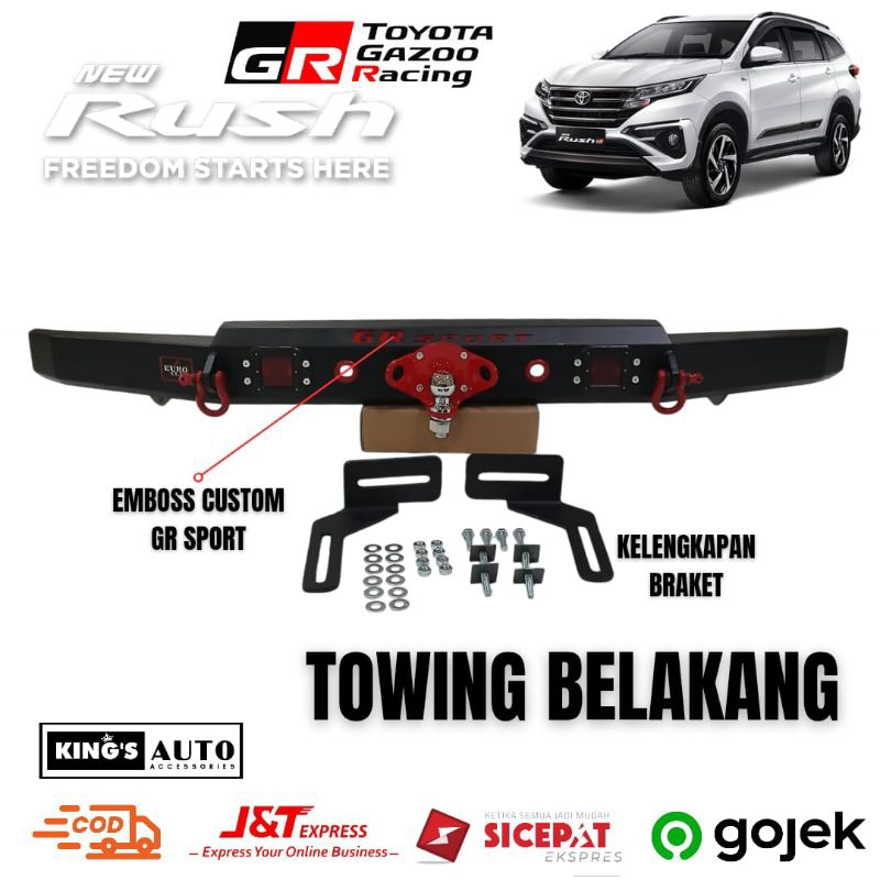 Towing Belakang Besi Pengaman Bumper Belakang Model Custom Emboss Rush 2018 - 2025 GR SPORT