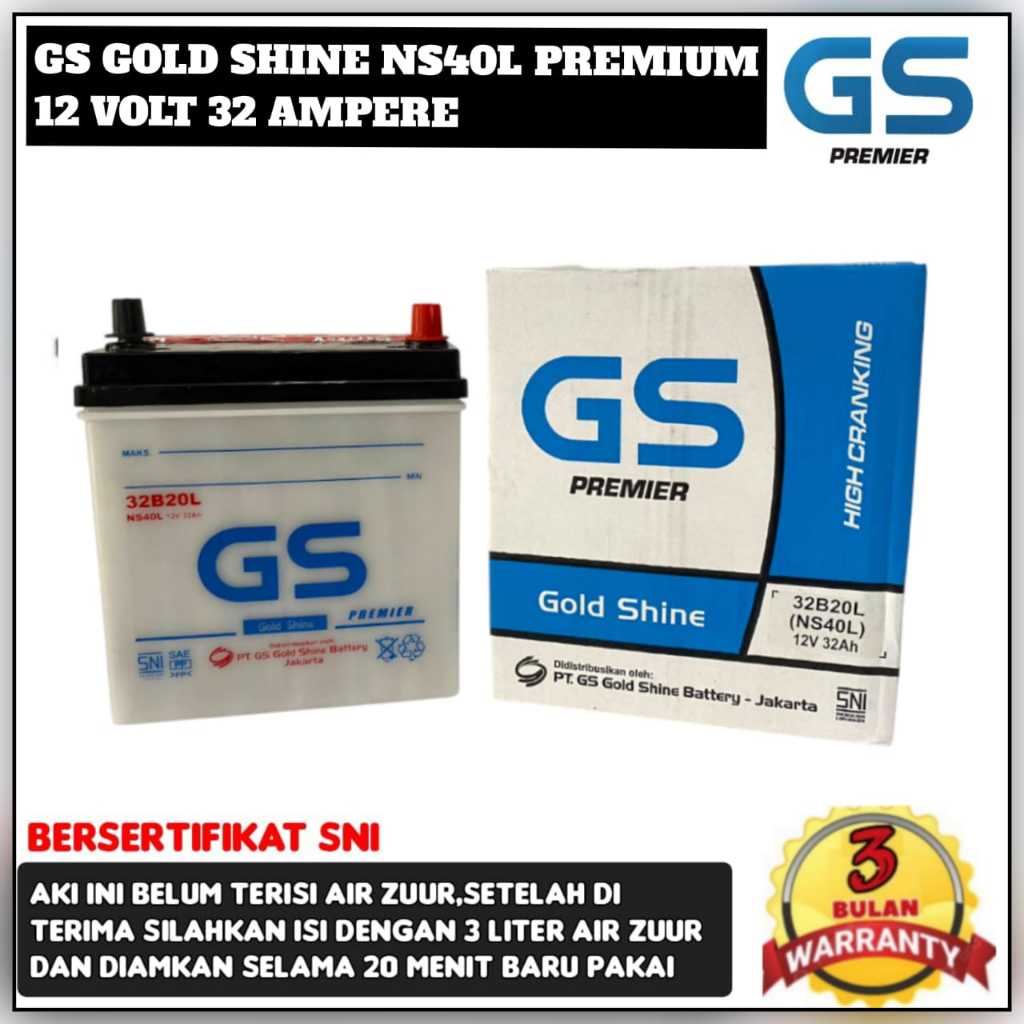 Aki Mobil Ayla/Agya/Calya/Sigra/Jazz/Ertiga/Brio/Karimun/Datsun go/Baleno GS Gold Shine  Ns40L Premi