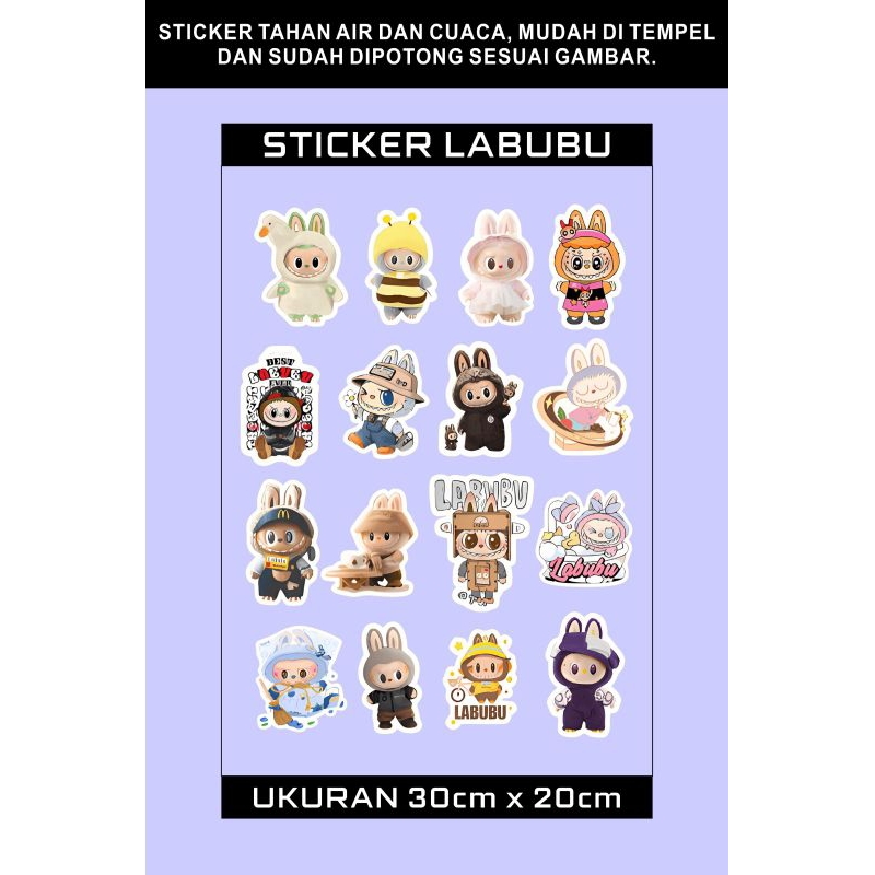 

Stiker Labubu UKuran 30cm x 20cm ISI BANYAK