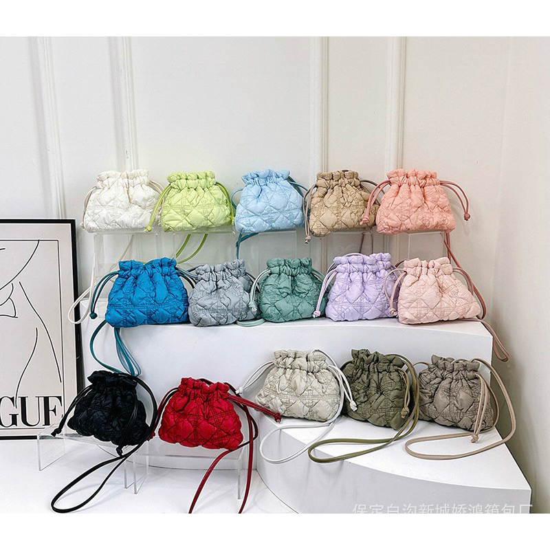 Mini Puffy Bucket Bag Serut Tas Selempang Wanita