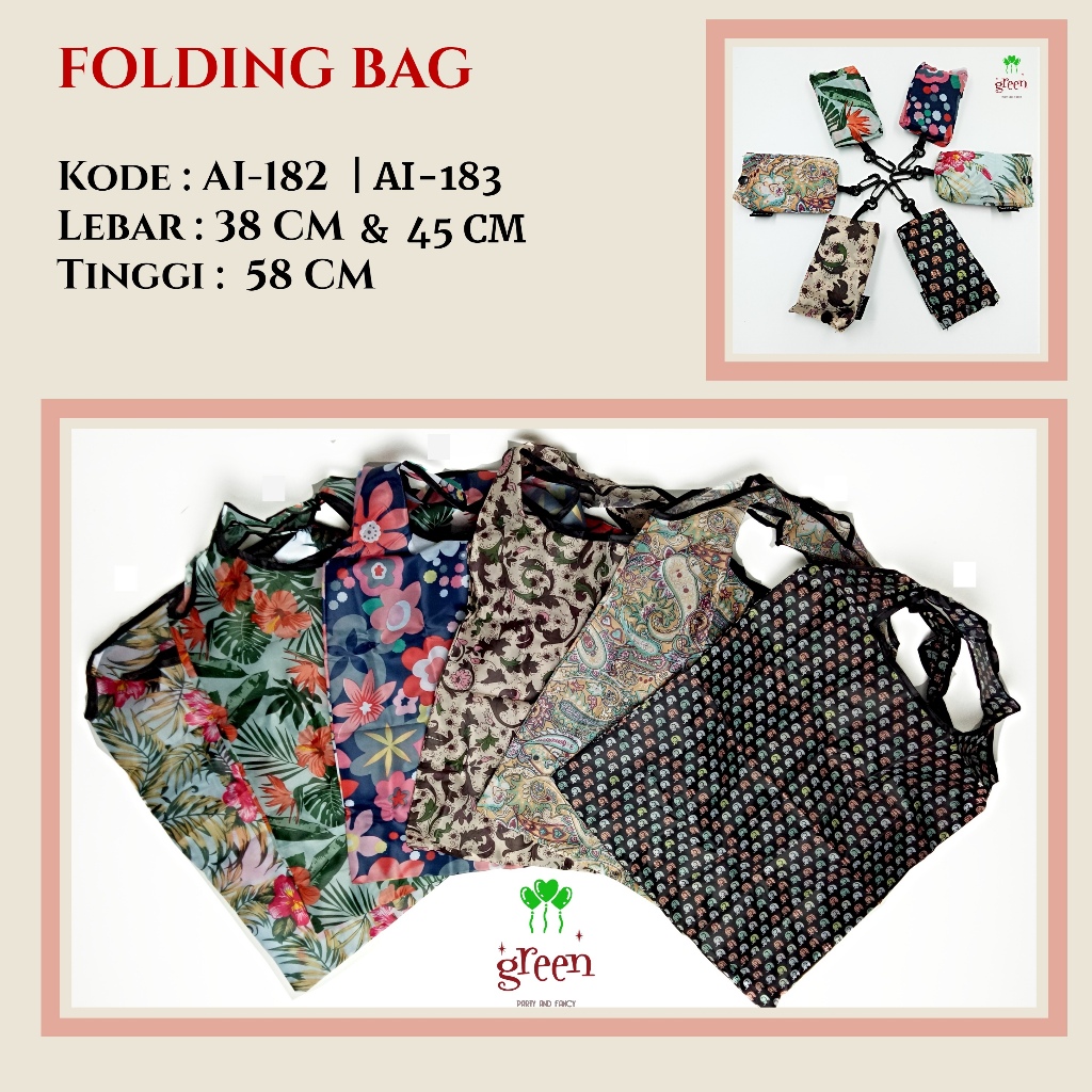 Tas belanja lipat Folding bag Eco Bag Tas lipat Reusable bag Tas parasut