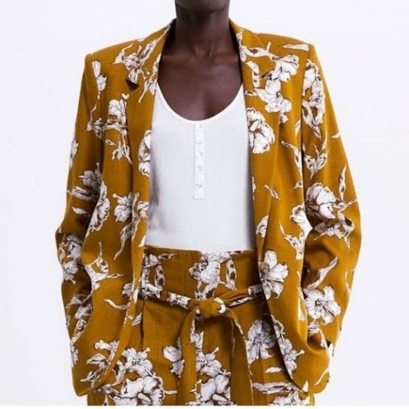 zara one set flower blazer and pants