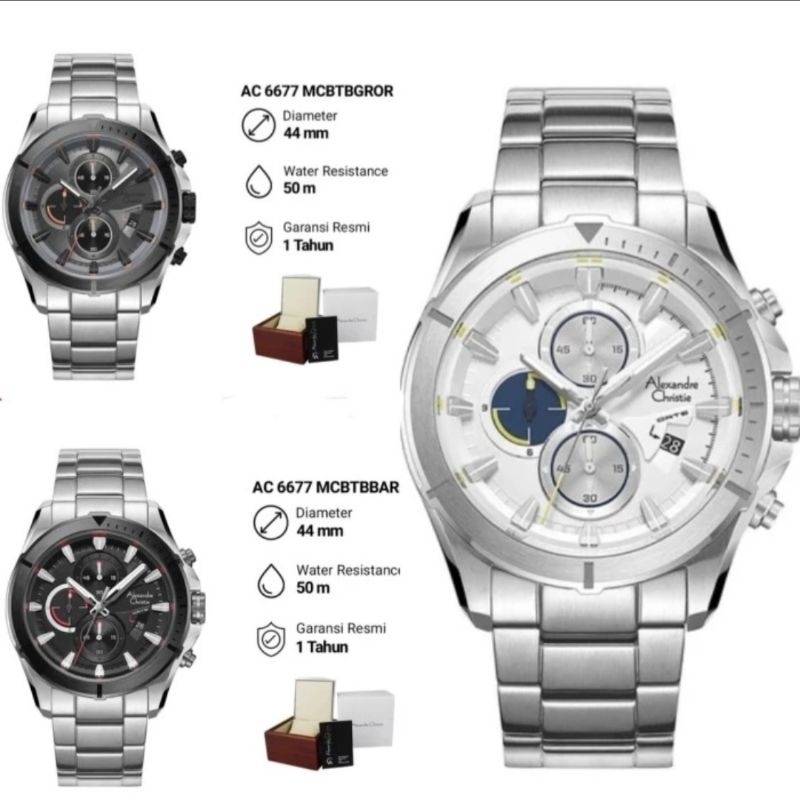 Jam tangan pria sport merk Alexandre Christie AC 77 MC