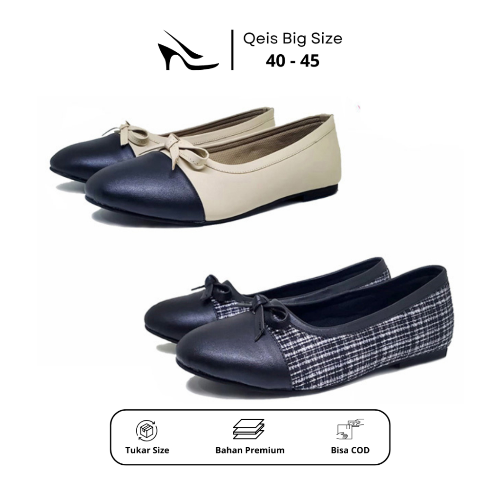BIG SIZE - Flat Shoes Wanita Ukuran Jumbo 40 41 42 43 44 45 - Pantofel Kerja