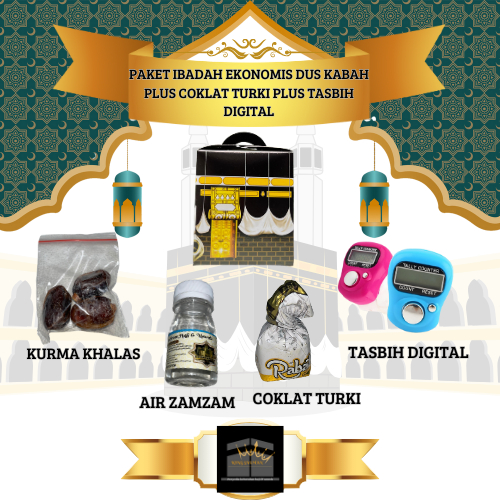 

Paket ibadah ekonomis dus kabah plus coklat turki plus tasbih digital oleh-oleh haji umroh