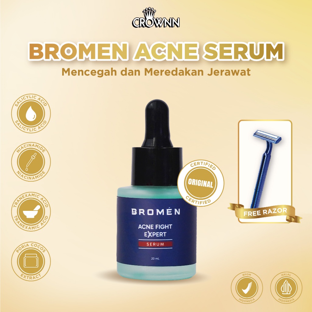 Serum Acne Bromen Acne Fight Expert Serum Jerawat Perawatan Wajah Pria Berjerawat Bekas Jerawat