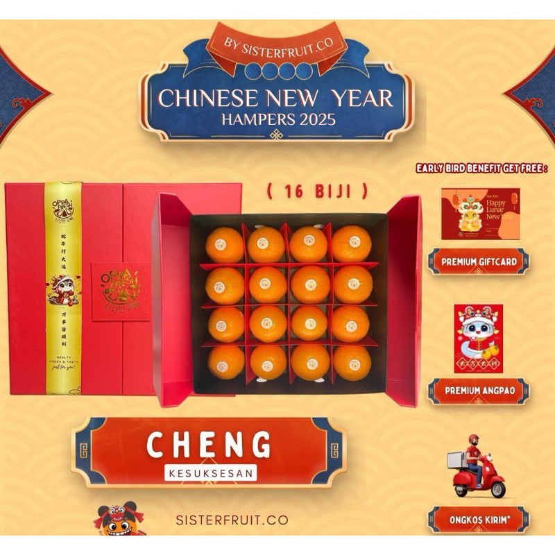 

HAMPERS BUAH JERUK IMLEK NEW YEAR 2025 MAKASSAR CHENG (KESUKSESAN) SISTERFRIUT