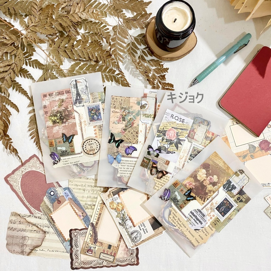 

Kijoku Bujo Vintage Journal Vintage Victoria 134pcs Journaling Kit Vintage Scrapbook