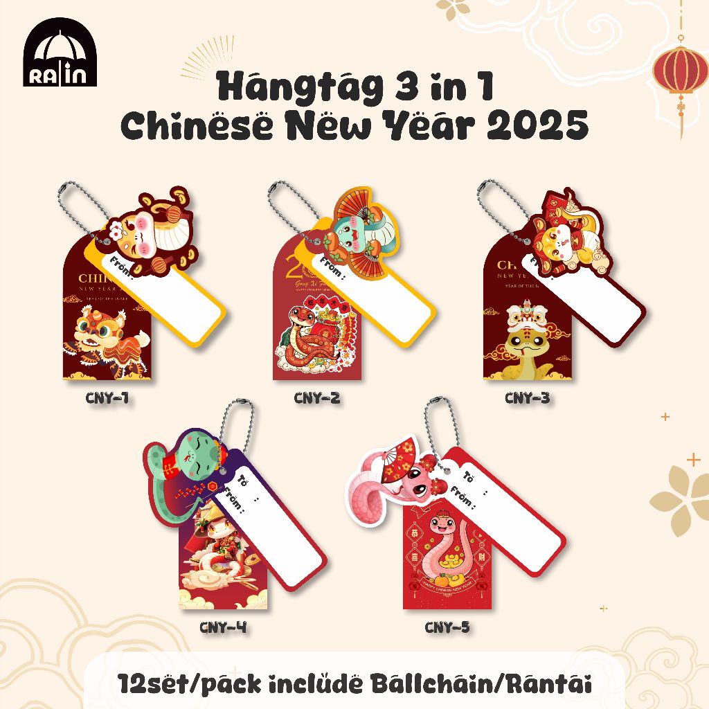 

[HANGTAG IMLEK 12set] 3 in 1 Chinese New Year 2025 Shio Ular / IMLEK / Angpao / Hangtag Hampers / Hangtag Chinese New Year