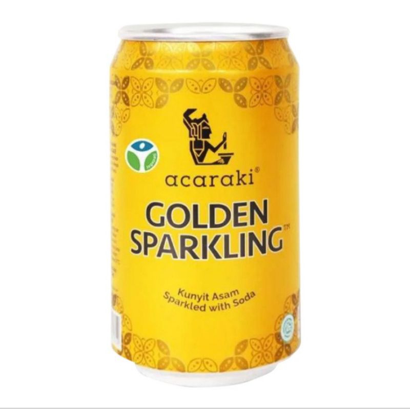 

acaraki Golden Sparkling Kunyit Asam Minuman Soda Kaleng 320 ml