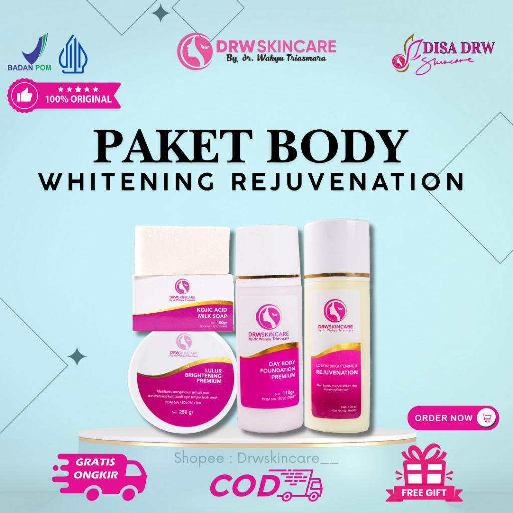 DRW SKINCARE Paket Body Whitening Lot Rejuv Drwskincare / Lotion malam Whitening Rejuve, Lotion sian