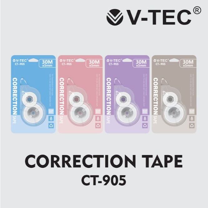 

V-TEC CT-905 CORRECTION TAPE / STIPO KERTAS / TIPE-X KERTAS
