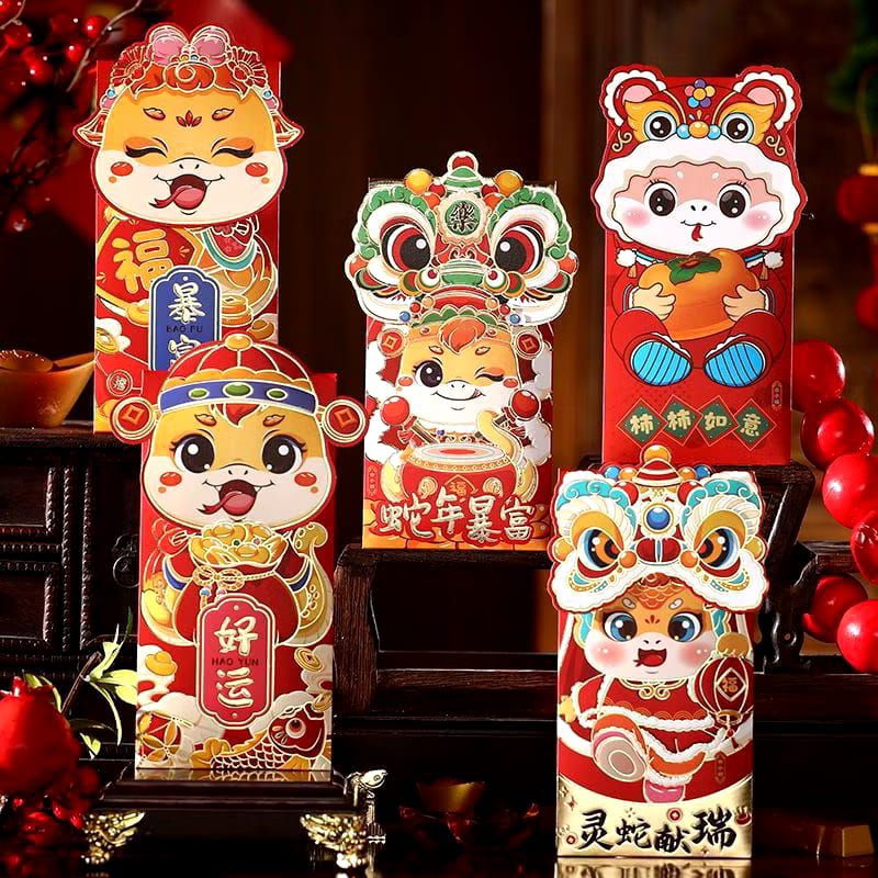 

Set 6 Pcs Angpau Terbaru Shio Ular 2025 Angpau Snake Premium 9x17cm CNY