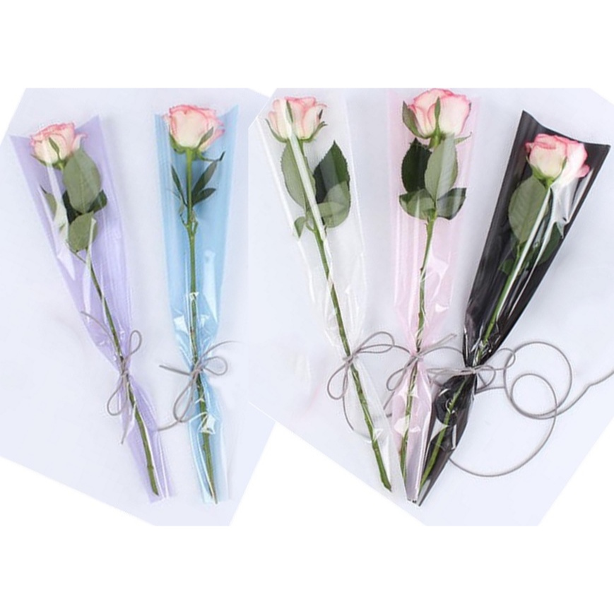 

PLASTIK SAJA - Pembungkus Bunga Satuan Single Bouquet Mawar Bungkus Buket Bucket Plastic Singel Rose Ros Kertas Cello Cellophane Kerucut Segitiga Kuncup Wrap Valentine Valentin Warna Polos Flower Sleeve Kantong Clear Wrapping Transparan Sebelah Bening