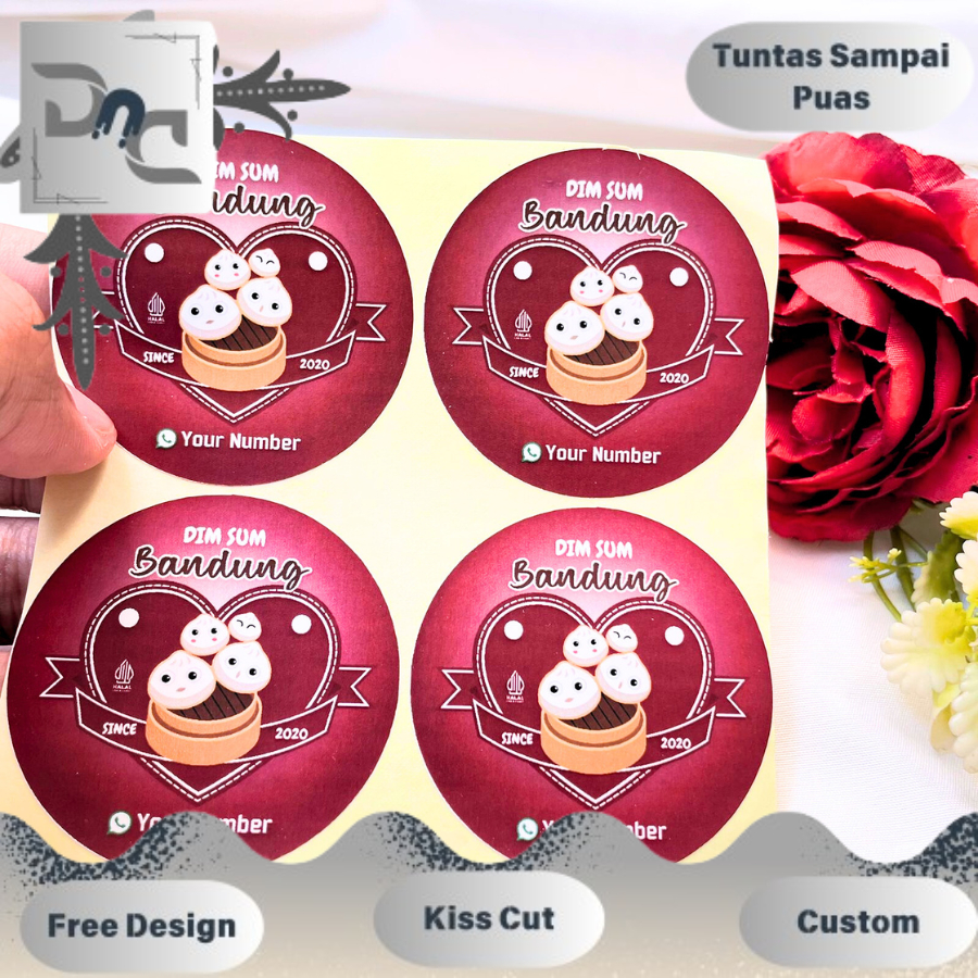 

2-4 Custom Sticker Tema Dimsum Label Stiker Produk Makanan Dim Sum Bulat Chromo Free Desain Uk.Kecil