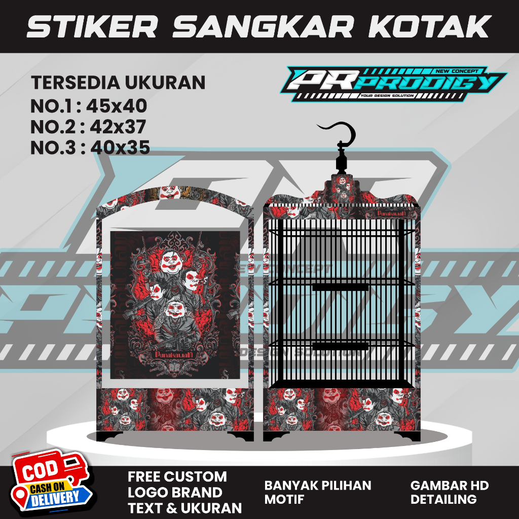 Stiker Decal Sangkar Burung / Sangkar Koper / Sangkar Kosan PUNOKAWAN