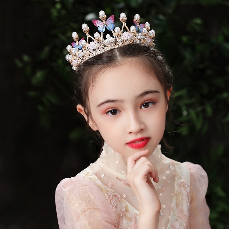 Mahkota Mewah Crown Anak dan dewasa  Perempuan Import Korea Premium Berlian Mutiara Princess Putri U
