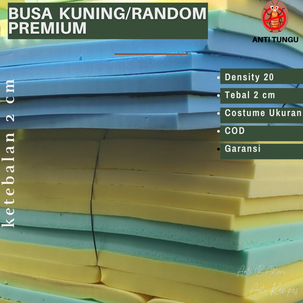 Busa Lembaran Royal Foam Tebal 2 Cm Spon poles Busa Meteran Lapisan Kursi Sofa Anti Kempes Bergarans