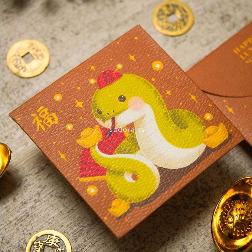 

HJK 10pcs Angpao Imlek Premium 2025 Ular Snake Hong Bao Amplop Uang Angpau Sincia CNY - Mini