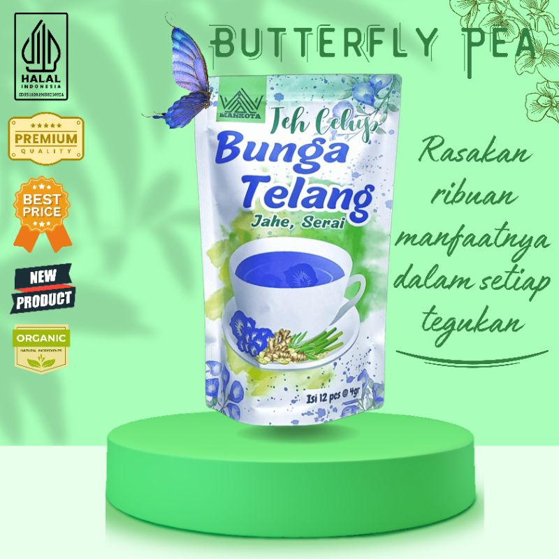 

Bunga Telang. Teh Celup Bunga Telang Jahe Serai. Isi 12pcs