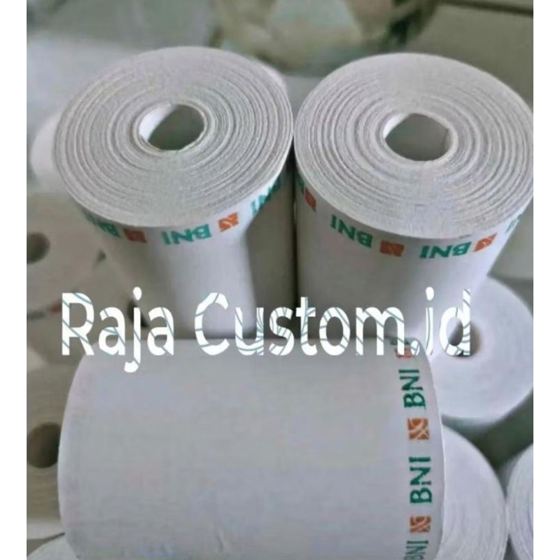 

Kertas Print Kasir Struk EDC Thermal Paper Roll Corelles Custom Logo Bank BNI Uk. 58x30 dan 58x40 Berkualitas
