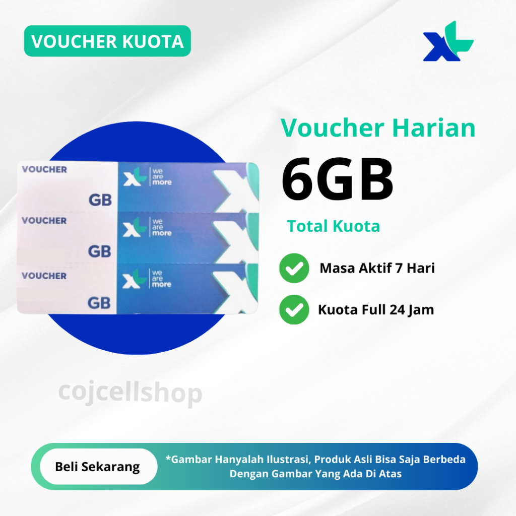 Voucher Kuota XL 6GB 7 Hari Full 24 JAM - Voucher Kuota XL HotRod Harian - Paket Data XL Murah