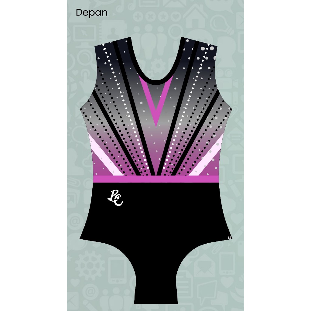 Leotard Gymnastic Black Purpel // Leotard Senam Anak // Baju Gymnastics Artistik