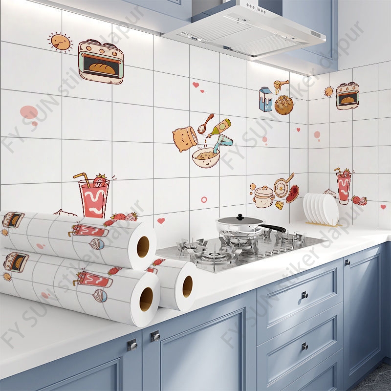 wallpaper dapur 600cm X 60cm (P X T)  anti minyak / api wallpaper sticker alumunium foil dekorasi da