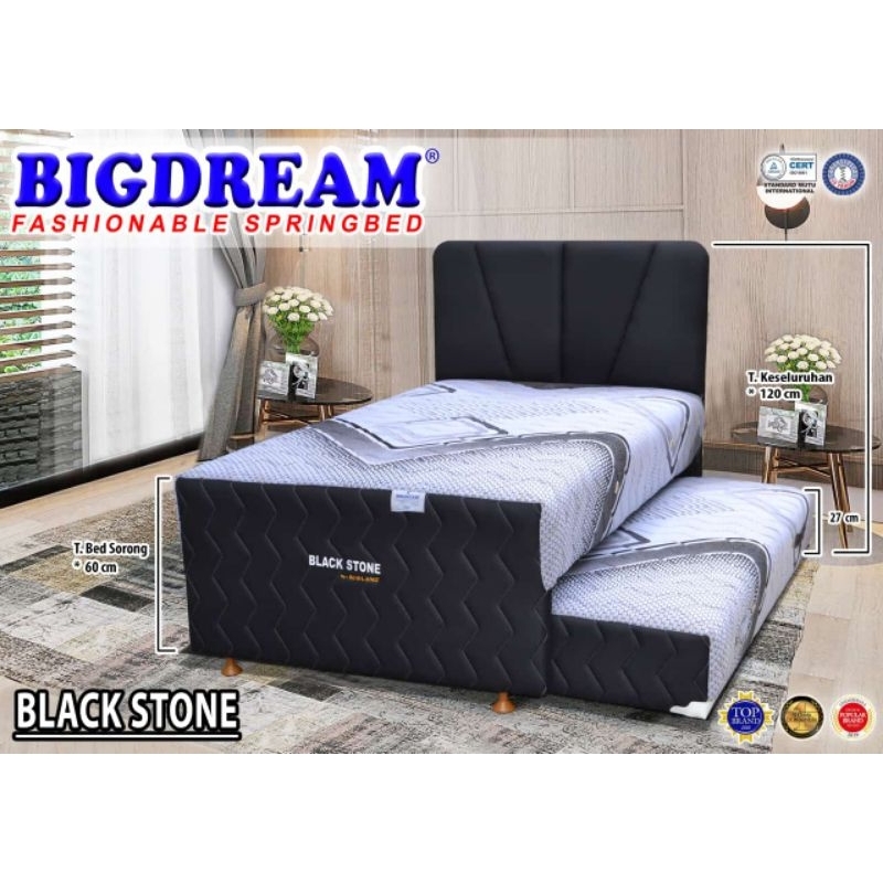 Bed sorong matras double bed big dream black stone by bigland