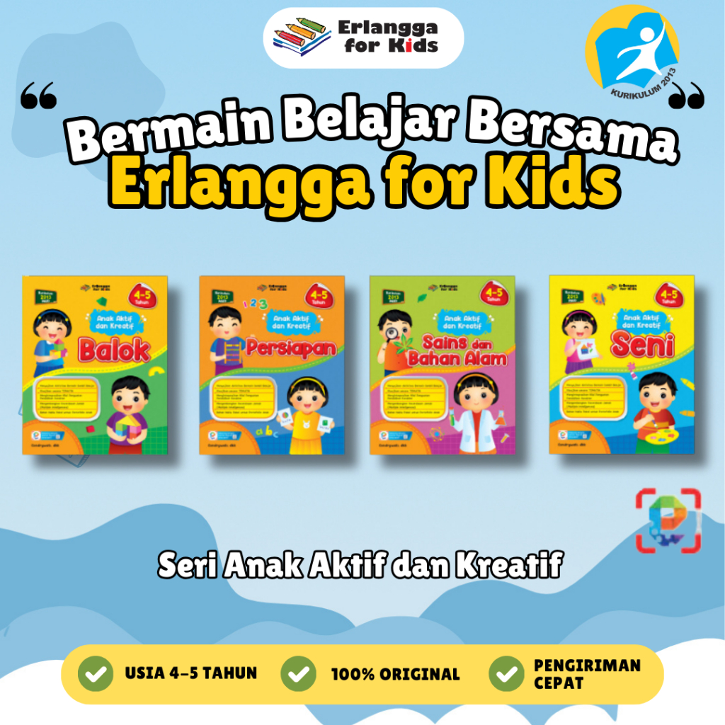 [Erlangga] Buku Aktivitas Anak: Seri Anak Aktif & Kreatif 4-5 Tahun - Erlangga For Kids