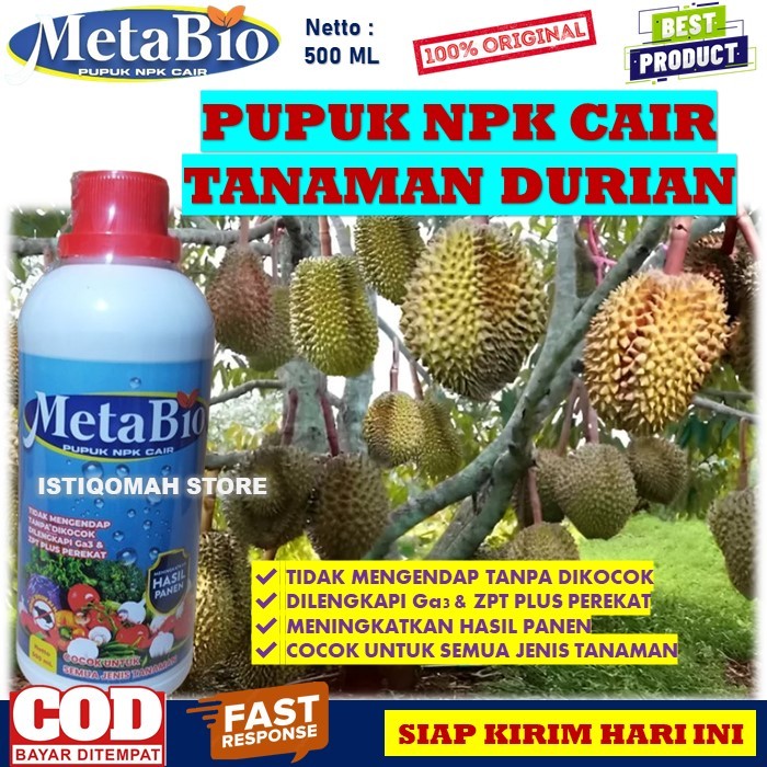 METABIO 500ML Pupuk NPK Cair untuk Merangsang Melebatkan Bunga dan Buah Pohon Durian, dll TERMURAH -