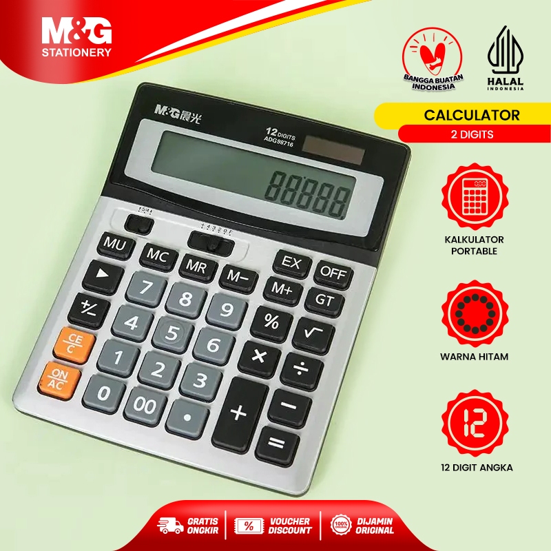 

M&G Kalkulator 12 Digit Angka Dekstop 120 Fungsi Check & Correct Calculator 12 Digits Two Way Power Scientific MGC-10 Kualitas terbaik