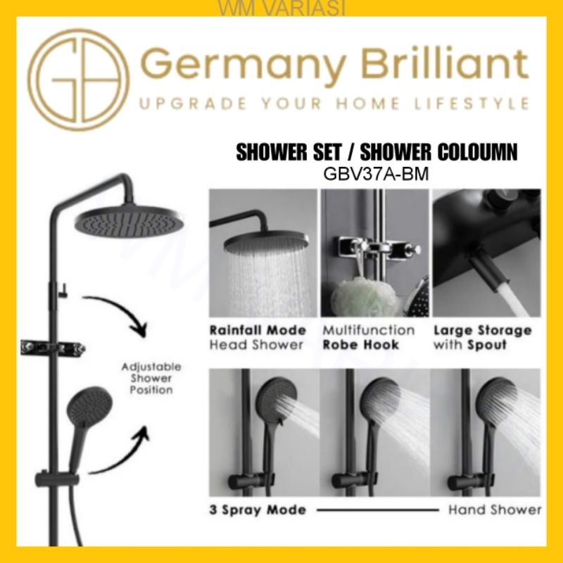 Shower Set Shower Column Germany Brilliant GBV37A-BM Shower Tiang Panas Dingin GB Hitam