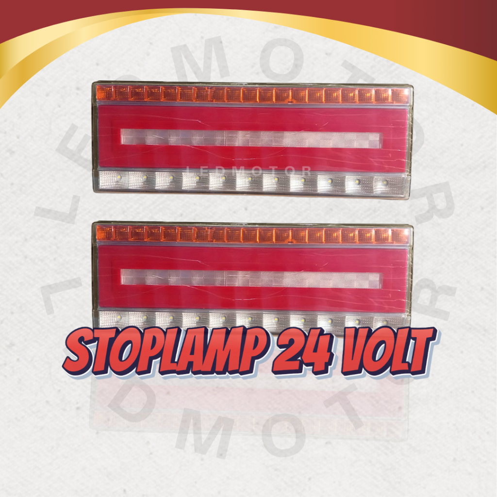 1 Set Lampu Stoplamp Rem Belakang Running 24V Model Kotak - Truk