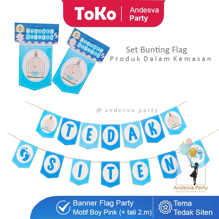 banner tedak siten biru boy / bunting flag tedak siten biru / banner tasyakuran tedak siten biru boy