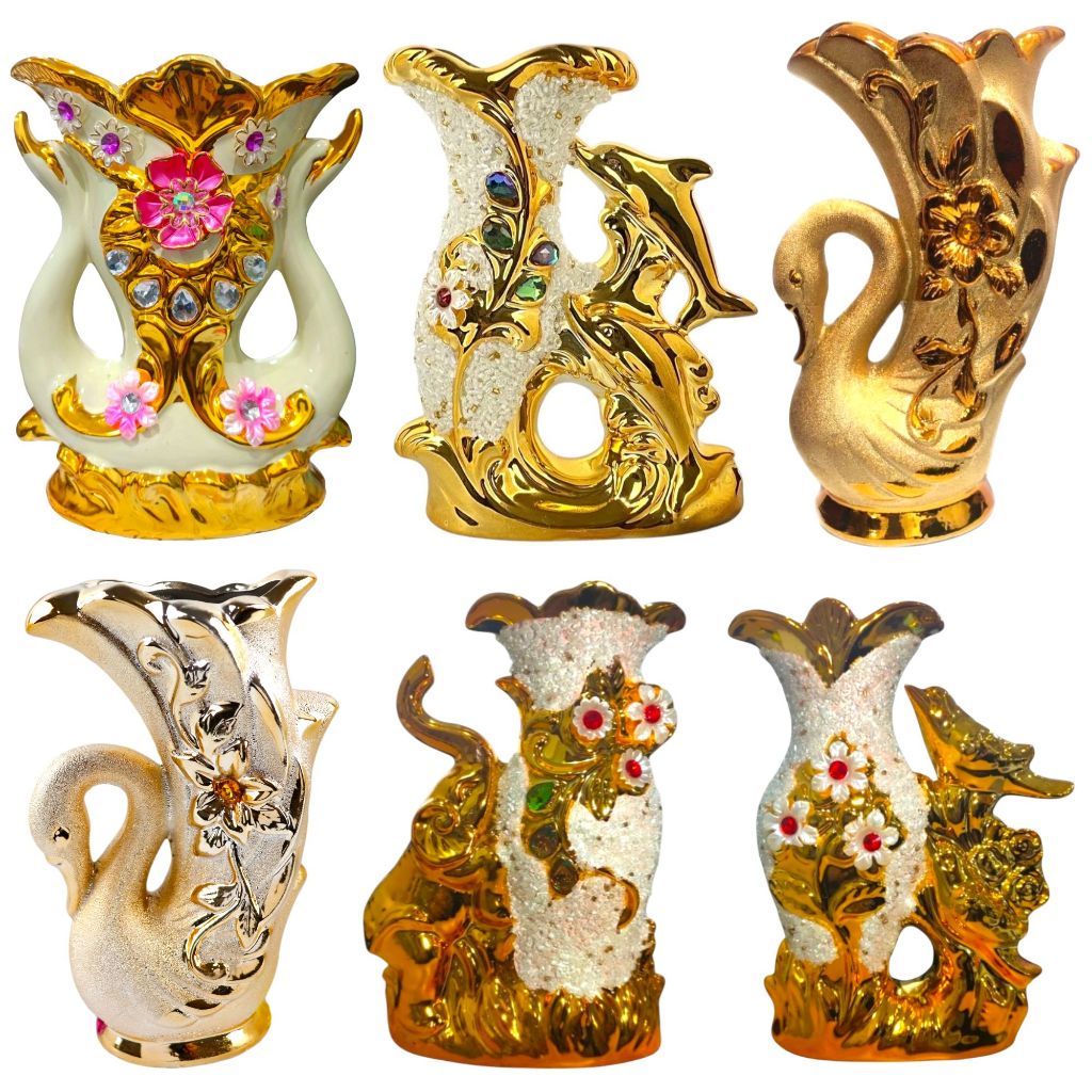 Vas Bunga Keramik Model Animals Burung Angsa Dolphin Angsa